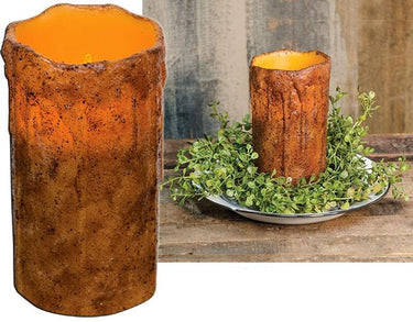 Burnt Mustard Drip Pillar, 6